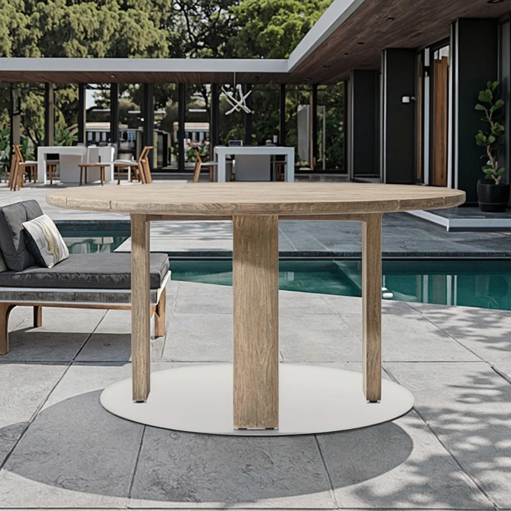 Solid Teak Round Dining Table Contemporary Alfresco Outdoor Living Australia