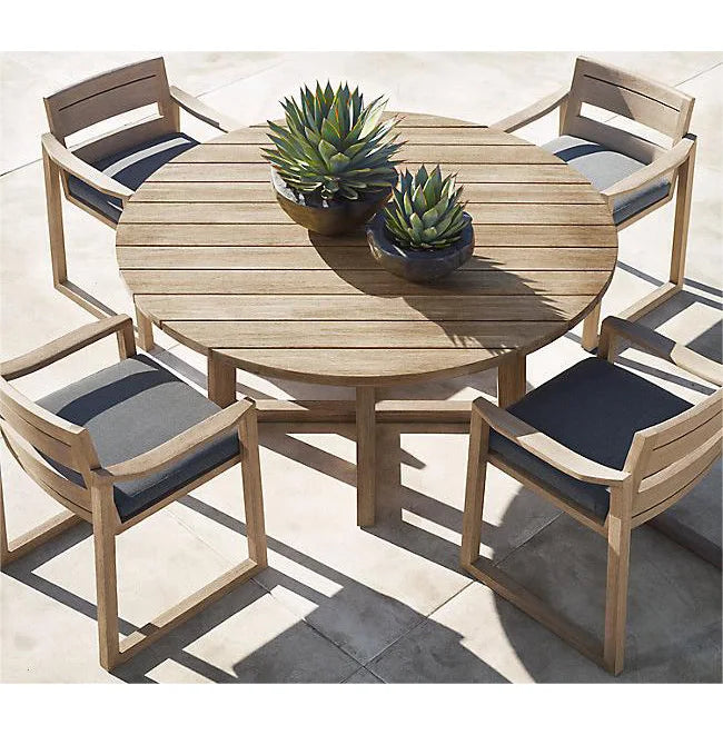 Teak Dining Table, Round Solid Wood, Alfresco Outdoor Living Australia