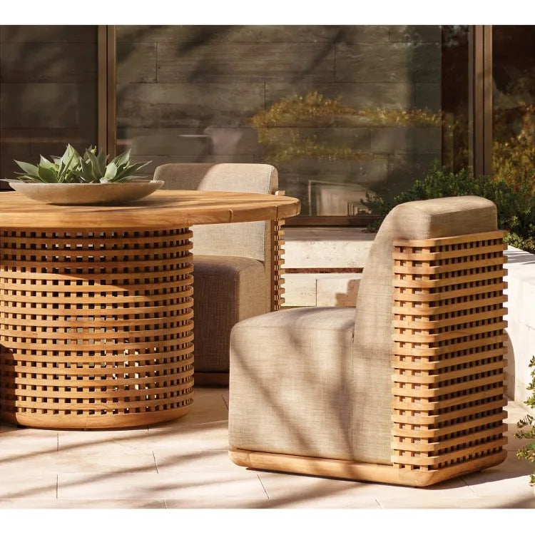 Custom Teak Furniture Round Dining Set Contemporary Alfresco Outdoor Living Australia