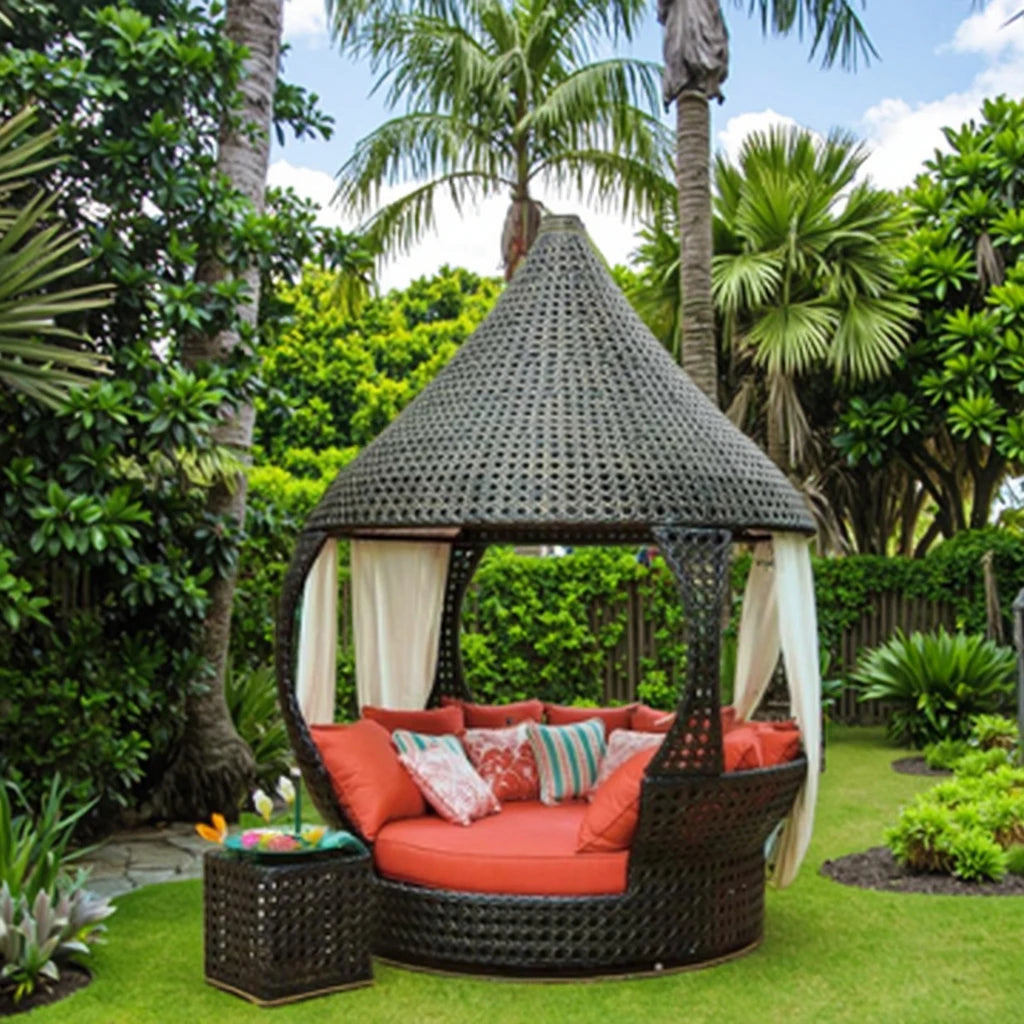 Custom Wicker Cabana Daybed Sculptural Lounge Alfresco Outdoor Living Australia
