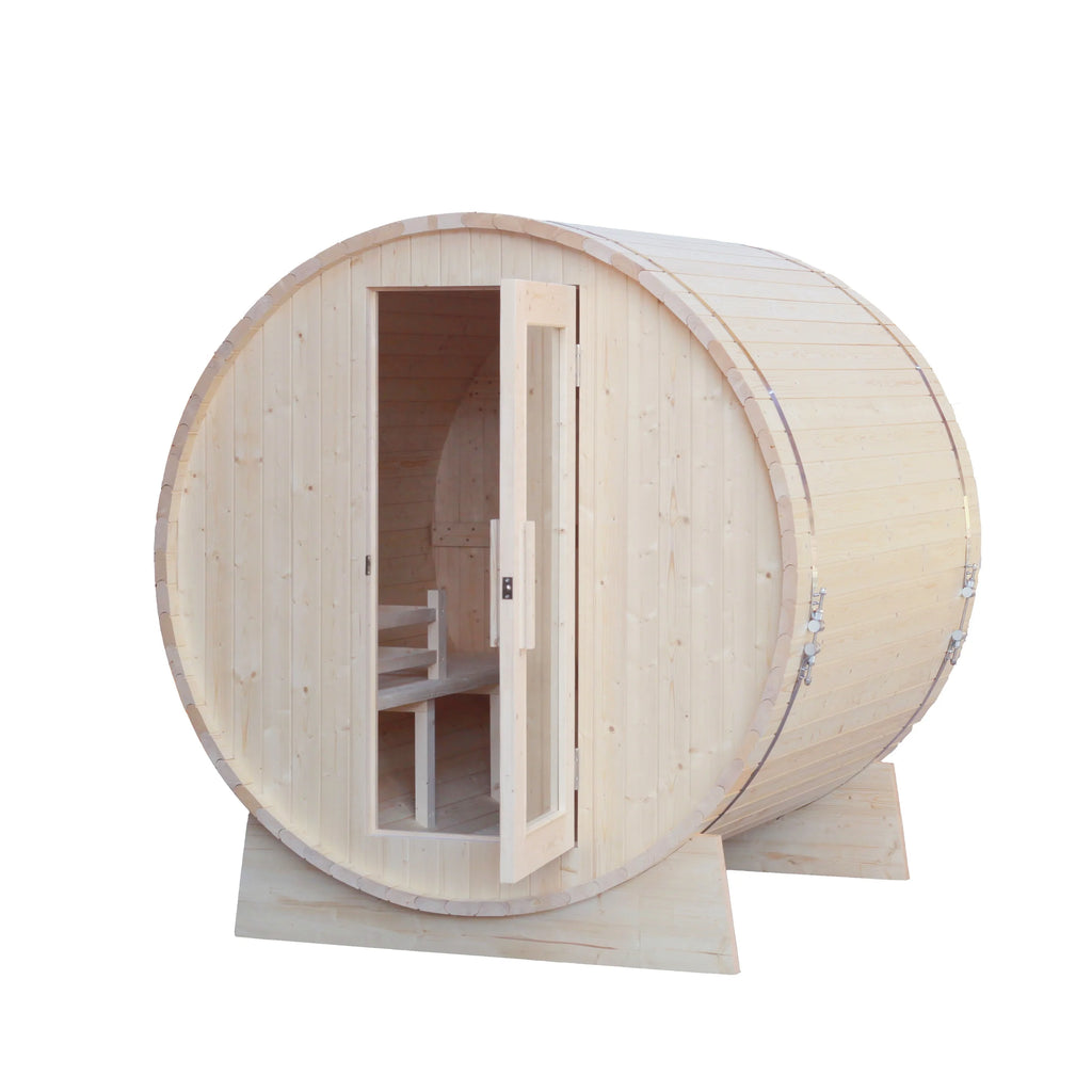 Outdoor Barrel Sauna Modern 1800x2400mm Alfresco Outdoor Living Australia