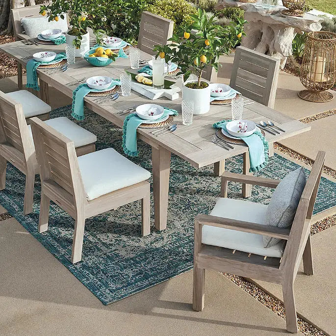 Custom Outdoor Furniture Teak Dining Set Weathered - Alfresco Outdoor Living Australia