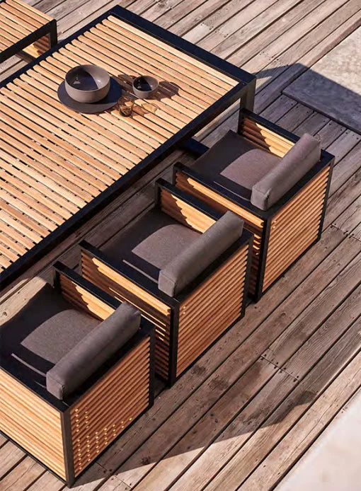Custom Aluminum Teak Dining Set Modern Coastal Alfresco Outdoor Living Australia