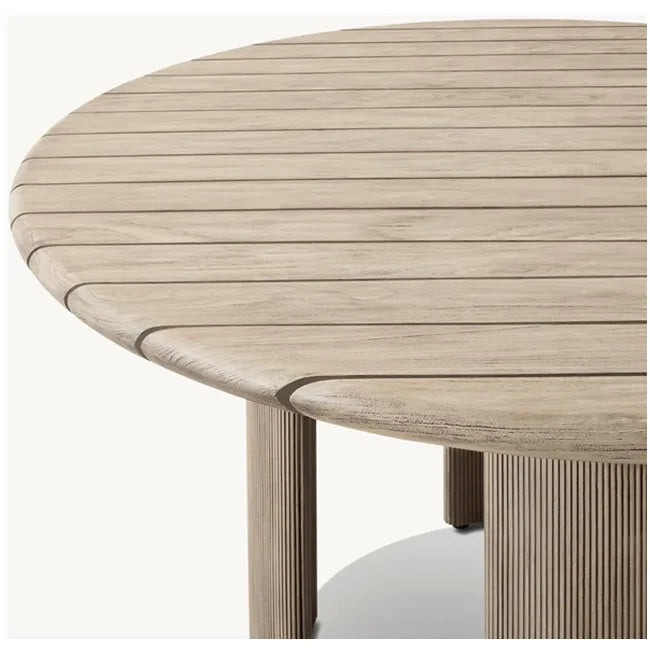 Round Teak Outdoor Dining Table Carved Legs Alfresco Outdoor Living Australia