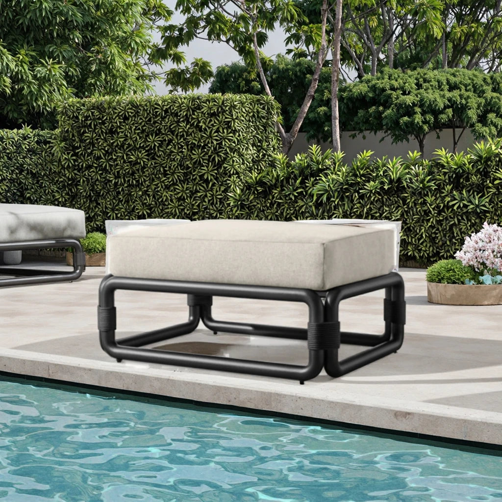 Outdoor Ottoman Stool Handcrafted Rope Weave Architectural - Alfresco Outdoor Living Australia