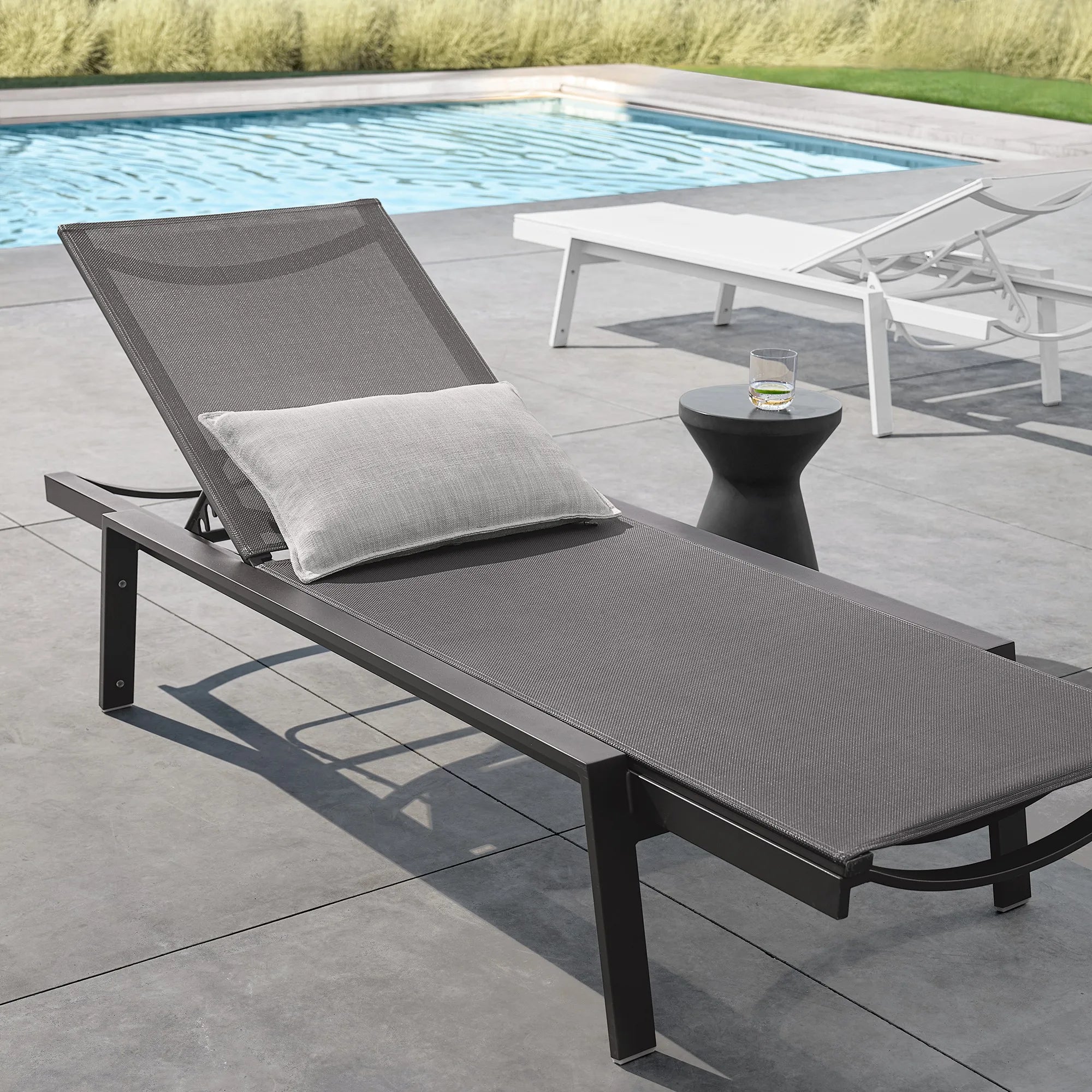Contemporary Aluminium Outdoor Sun Lounger Minimalist Daybed Alfresco Outdoor Living