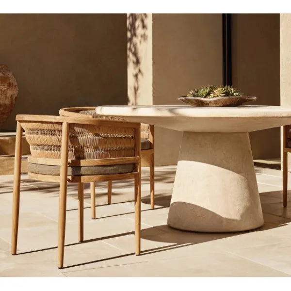 Teak Outdoor Dining Chair Traditional Woven Rattan Alfresco Outdoor Living