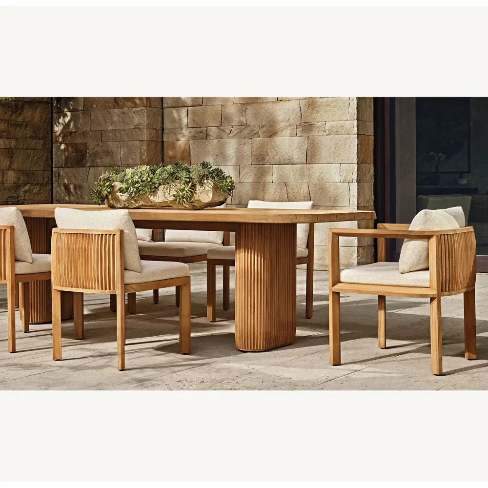 Custom Outdoor Furniture 6 Seater Teak Dining Set Traditional
