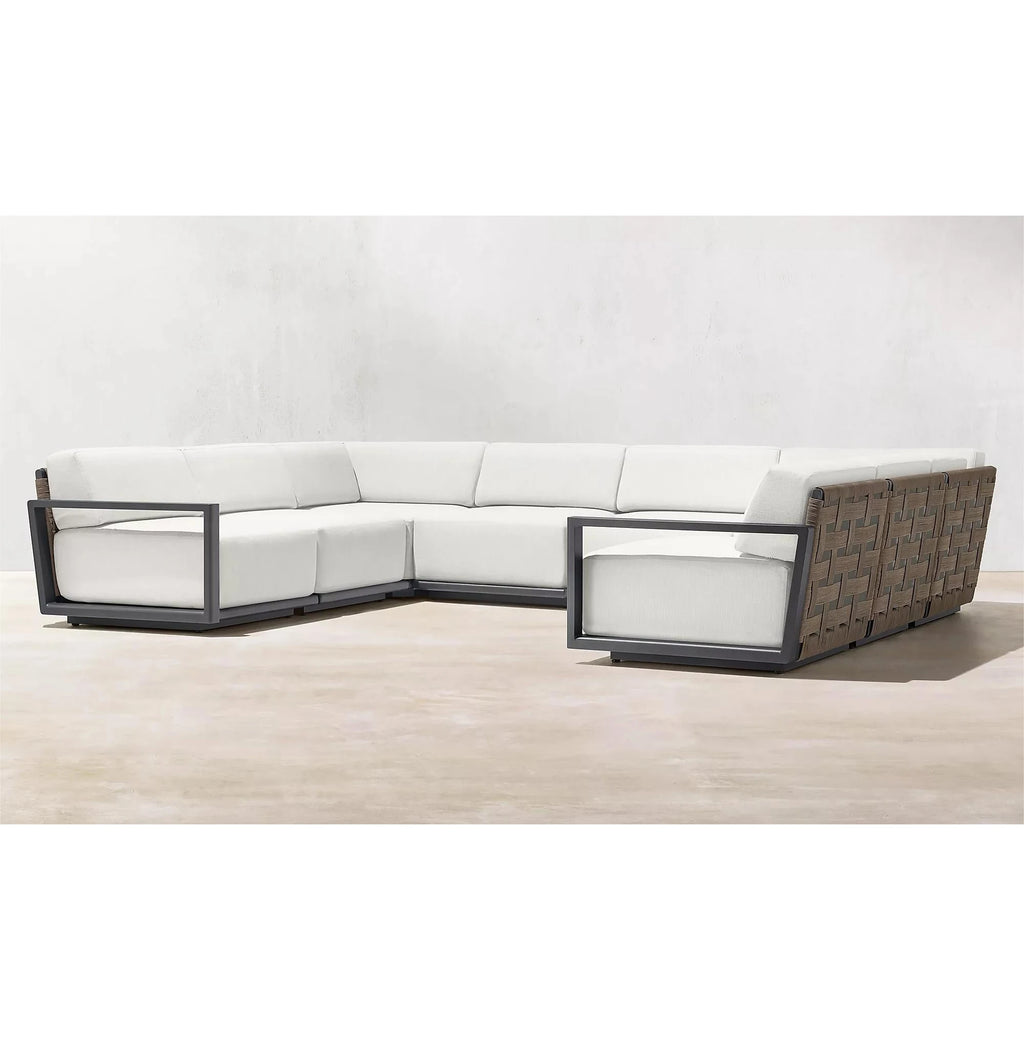 U-Shaped Sectional Sofa PE Rattan Aluminium Alfresco Outdoor Living Australia