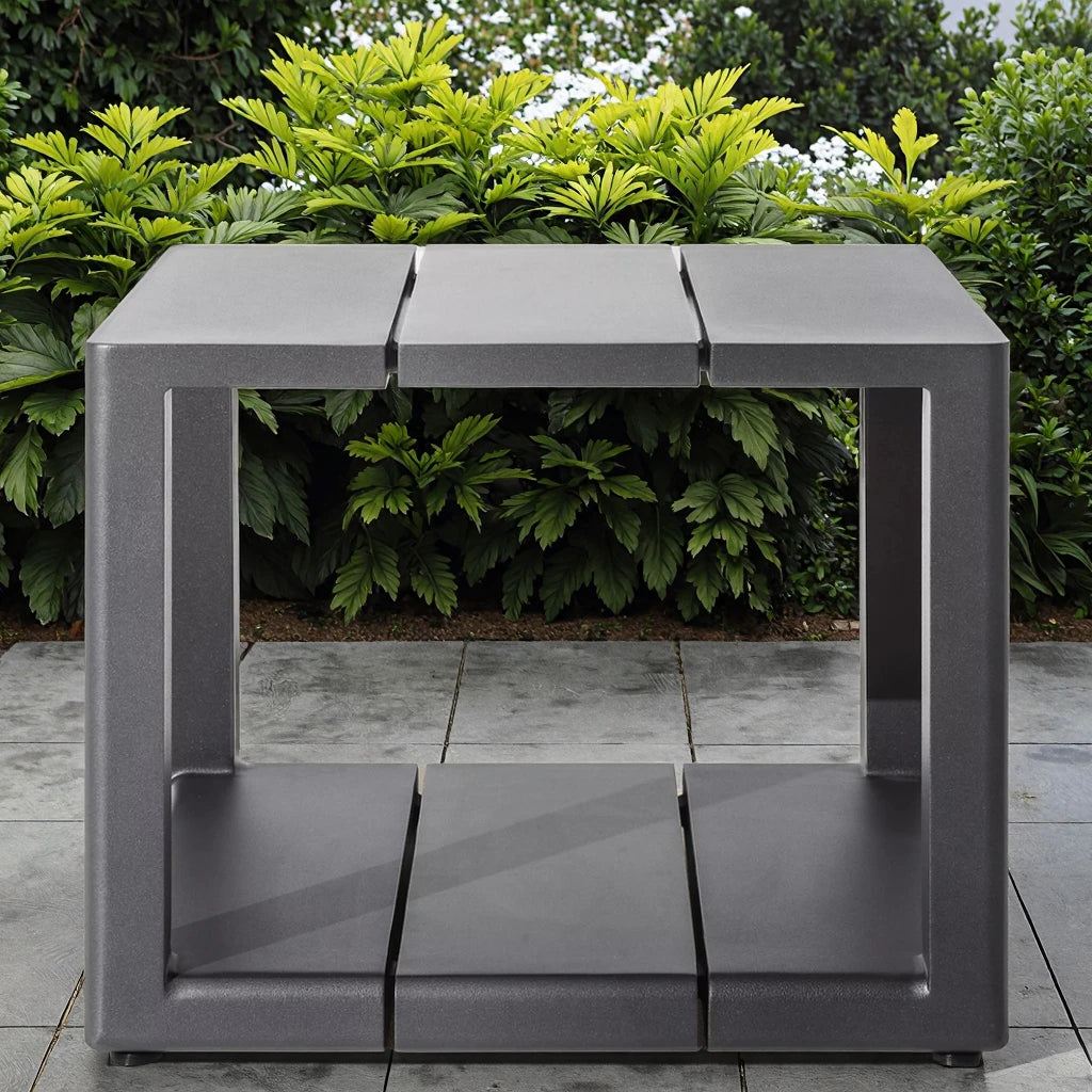 Square Aluminum Side Table Contemporary Custom Alfresco Outdoor Living