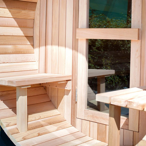 Custom Outdoor Barrel Sauna Red Cedar 1800x2400mm Alfresco Outdoor Living Australia