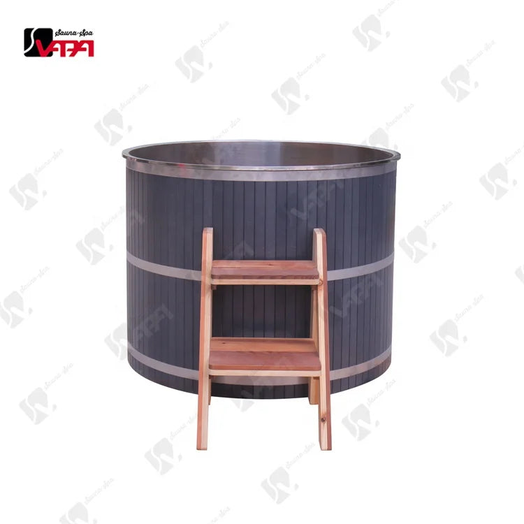 Stainless Steel Cold Plunge Tub Round Barrel Modern Alfresco Outdoor Living Australia