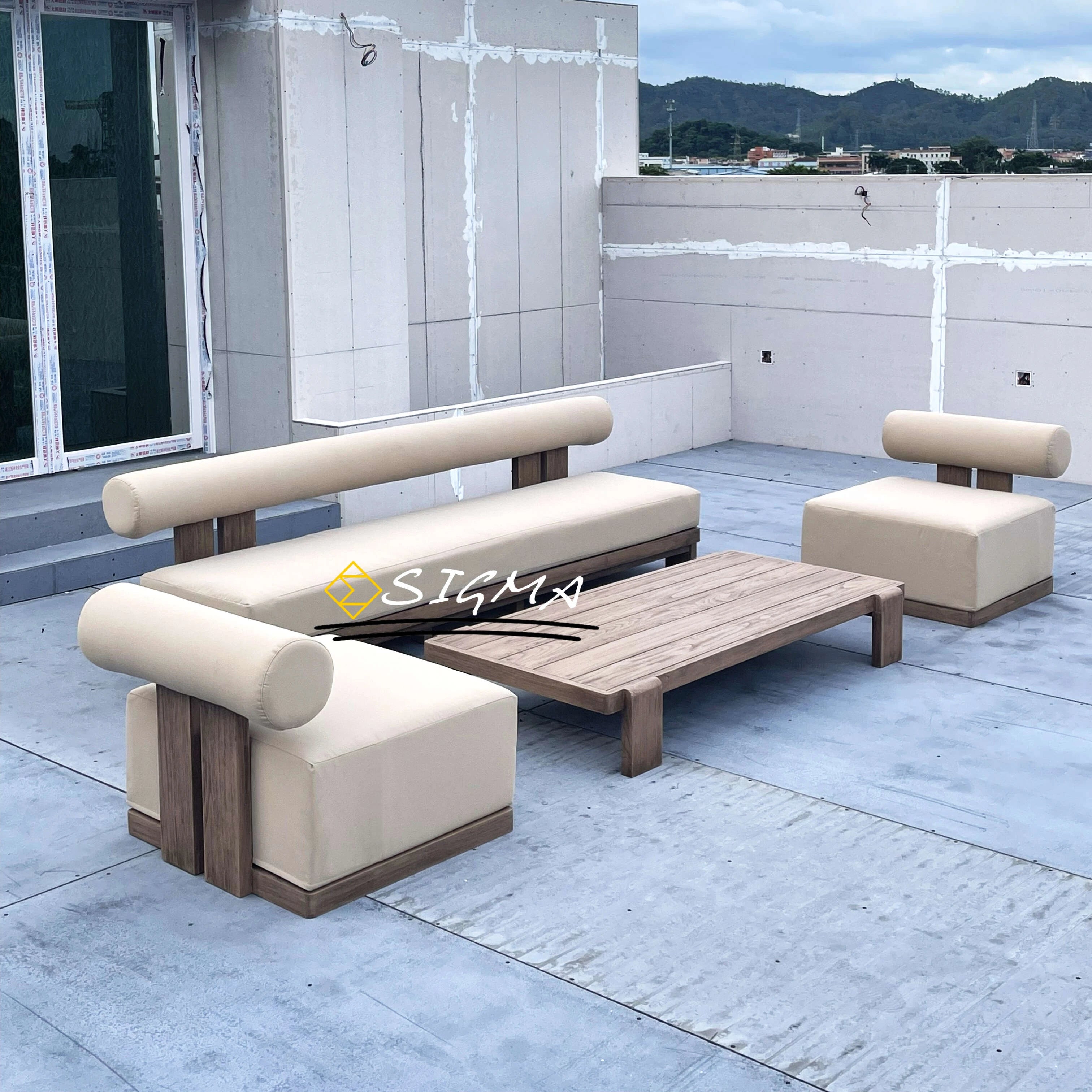 Custom Modular Teak Sofa Set Contemporary Alfresco Outdoor Living Australia
