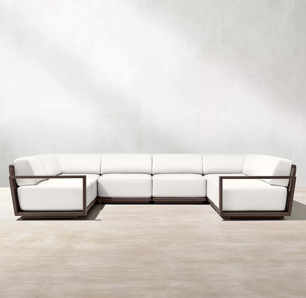 U-Shaped Sectional Sofa PE Rattan Aluminium Alfresco Outdoor Living Australia