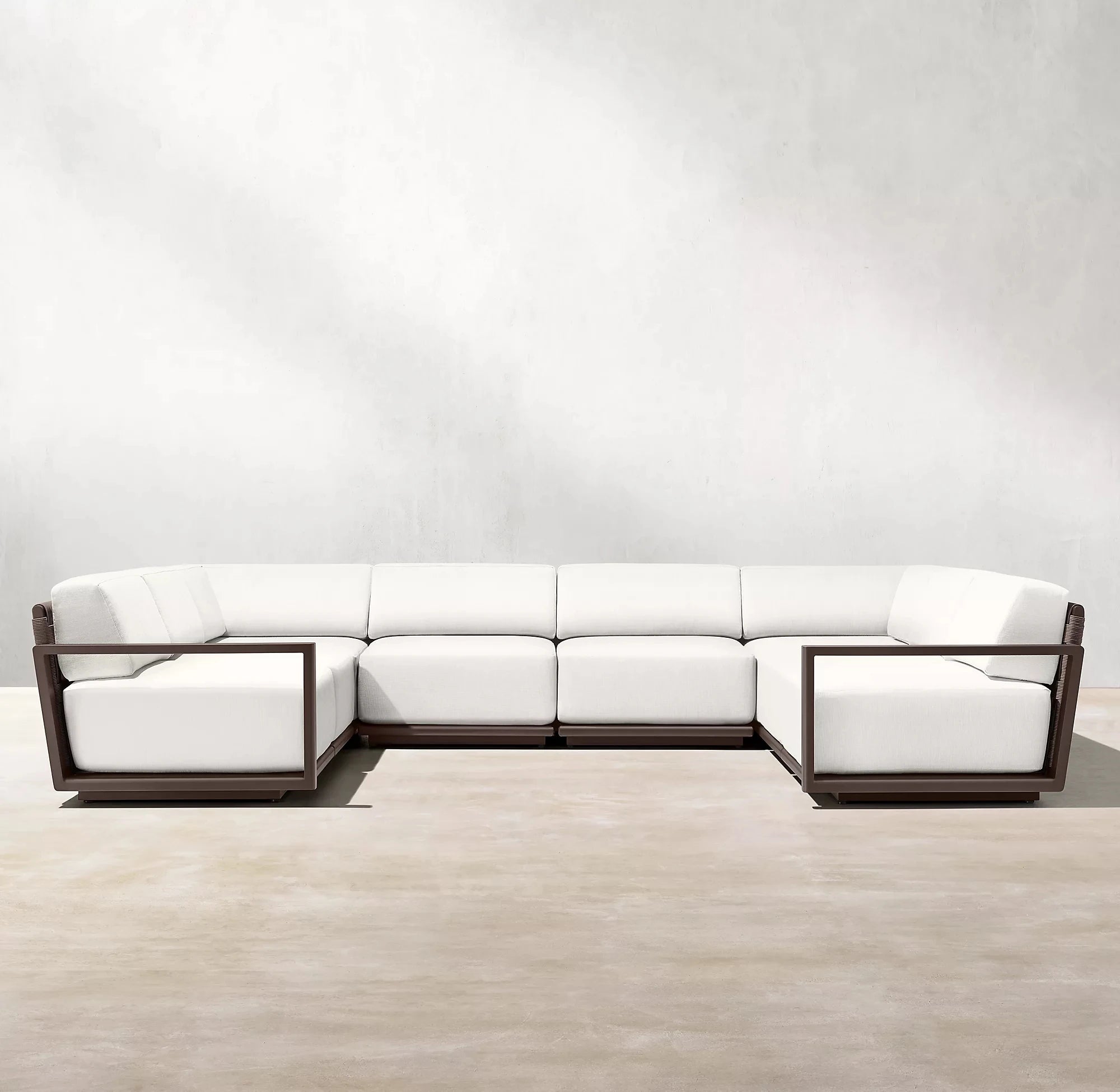 U-Shaped Sectional Sofa PE Rattan Aluminium Alfresco Outdoor Living Australia