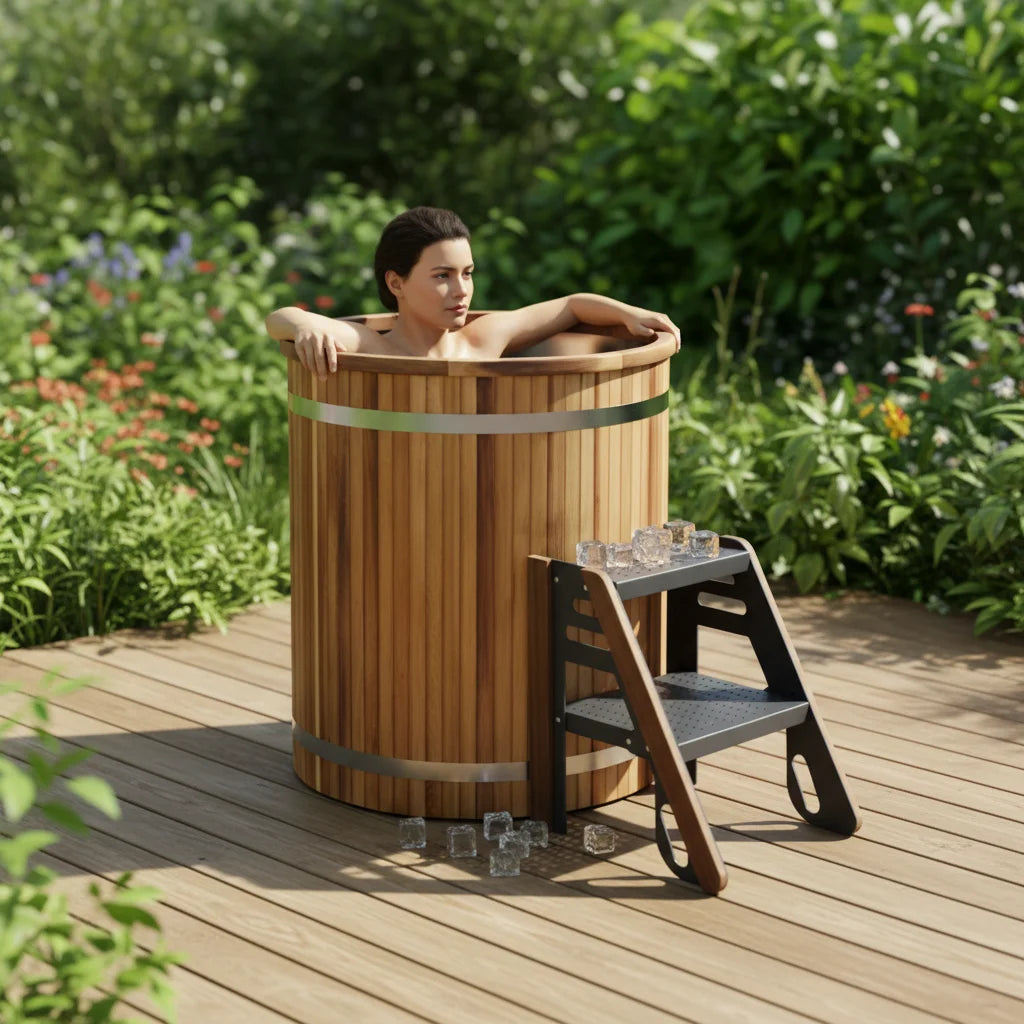 Red Cedar Cold Plunge Barrel Architectural Alfresco Outdoor Living Australia