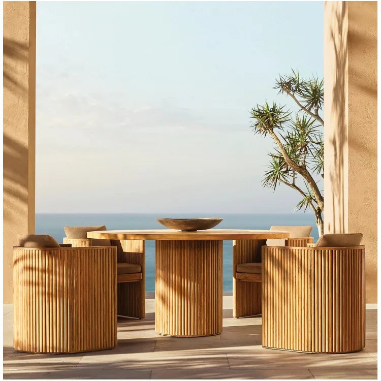 Custom Teak Dining Set 4 Seat Round Alfresco Outdoor Living Australia