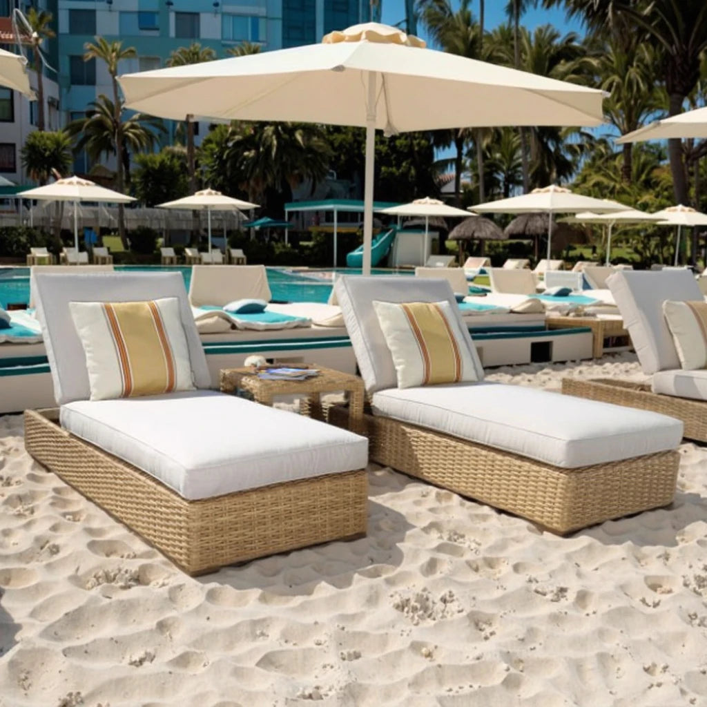 Custom Rattan Daybed Modern Rectangular Outdoor Furniture Alfresco Outdoor Living