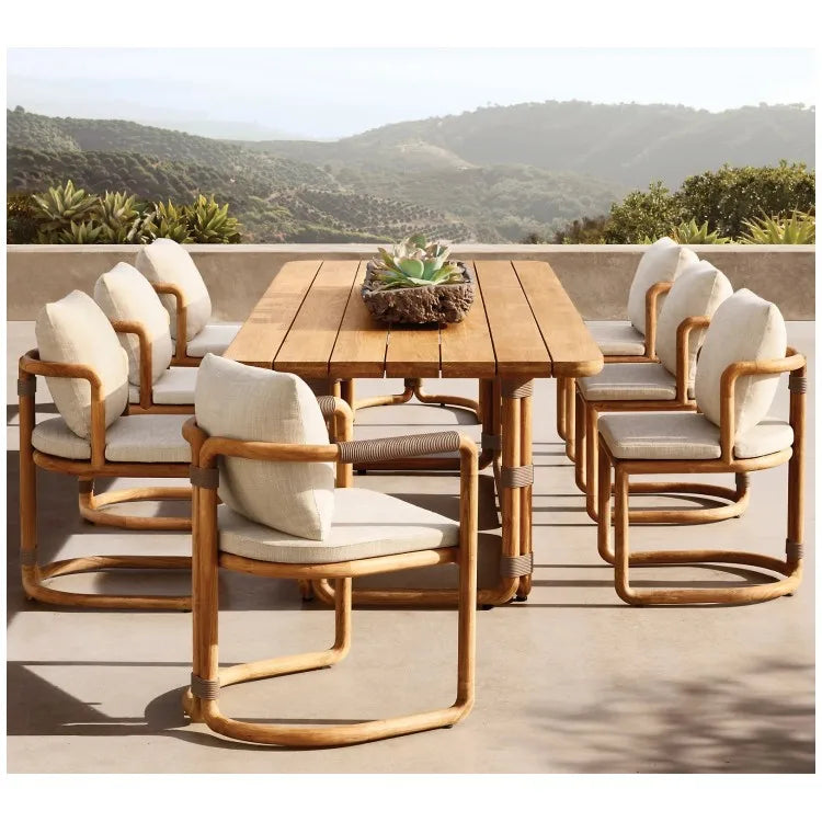 Custom Solid Teak Outdoor Dining Set Modern Minimalist Alfresco Outdoor Living Australia