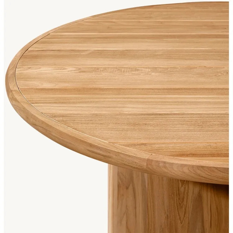 Teak Round Dining Table Sculptural Plank Alfresco Outdoor Living Australia