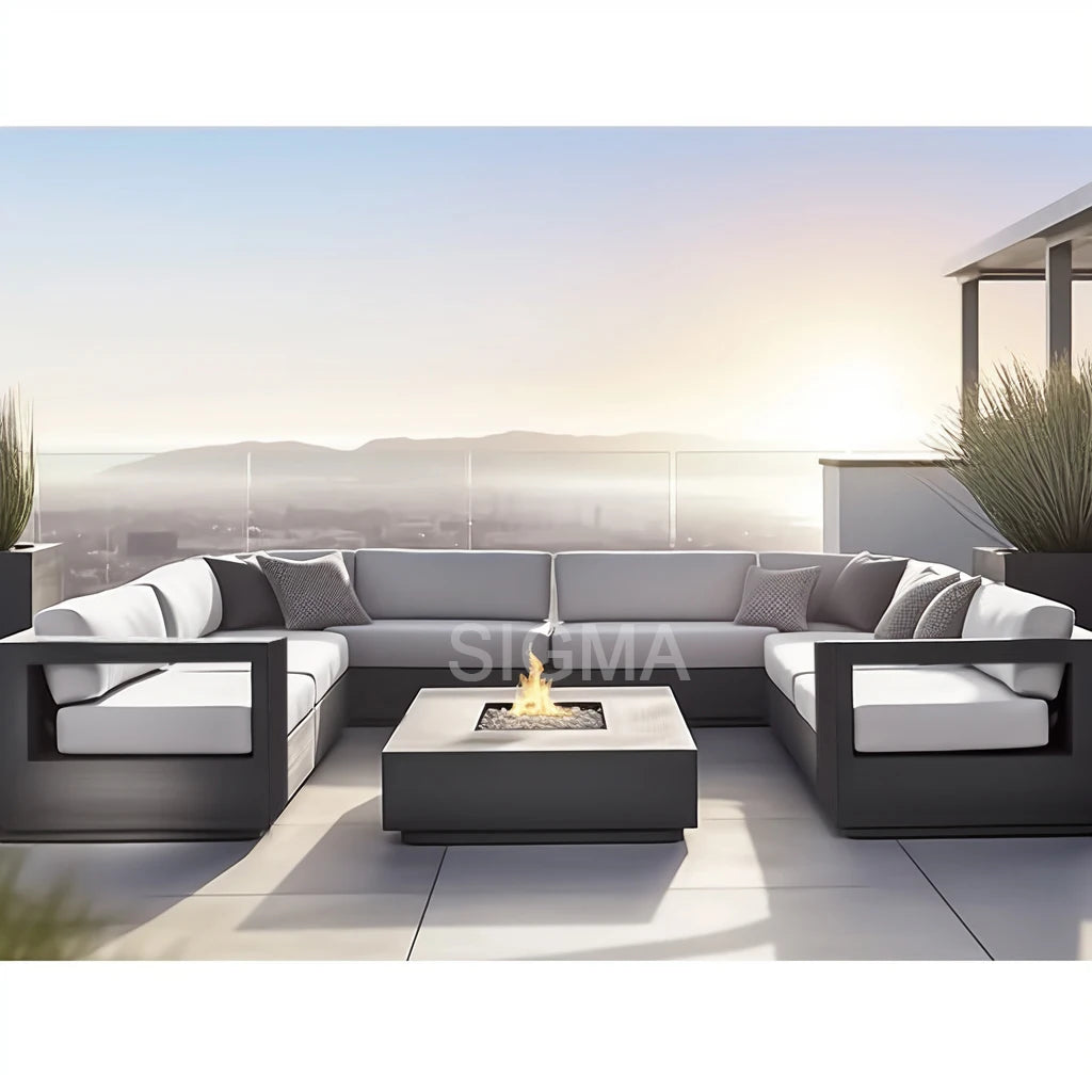 Custom Furniture 6-Piece Aluminum Dining Set Modern Alfresco Outdoor Living