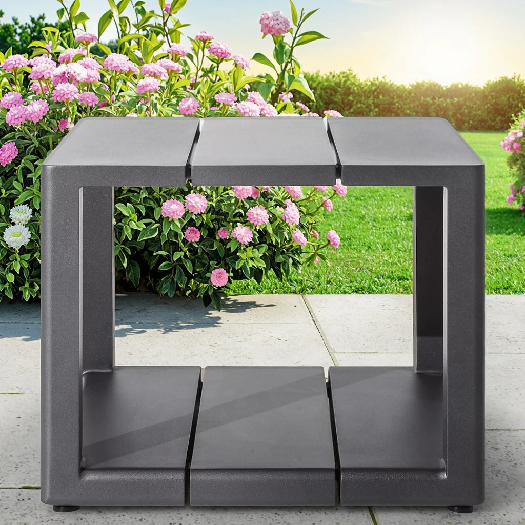 Square Aluminum Side Table Contemporary Custom Alfresco Outdoor Living
