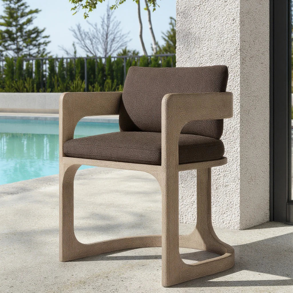 Solid Teak Dining Chair Curved Armrest Alfresco Outdoor Living Australia