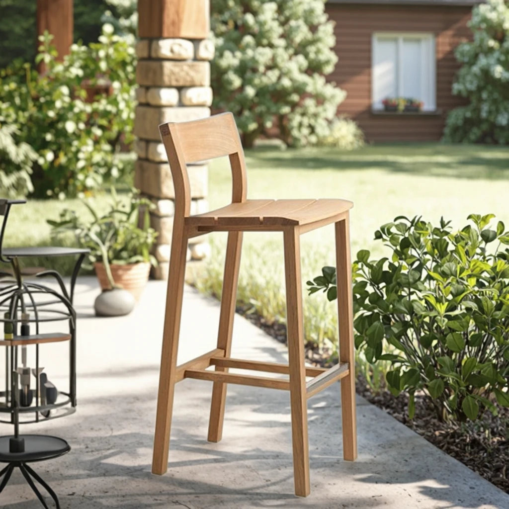 Custom Teak Outdoor Bar Stool Modern High Chair Alfresco Outdoor Living