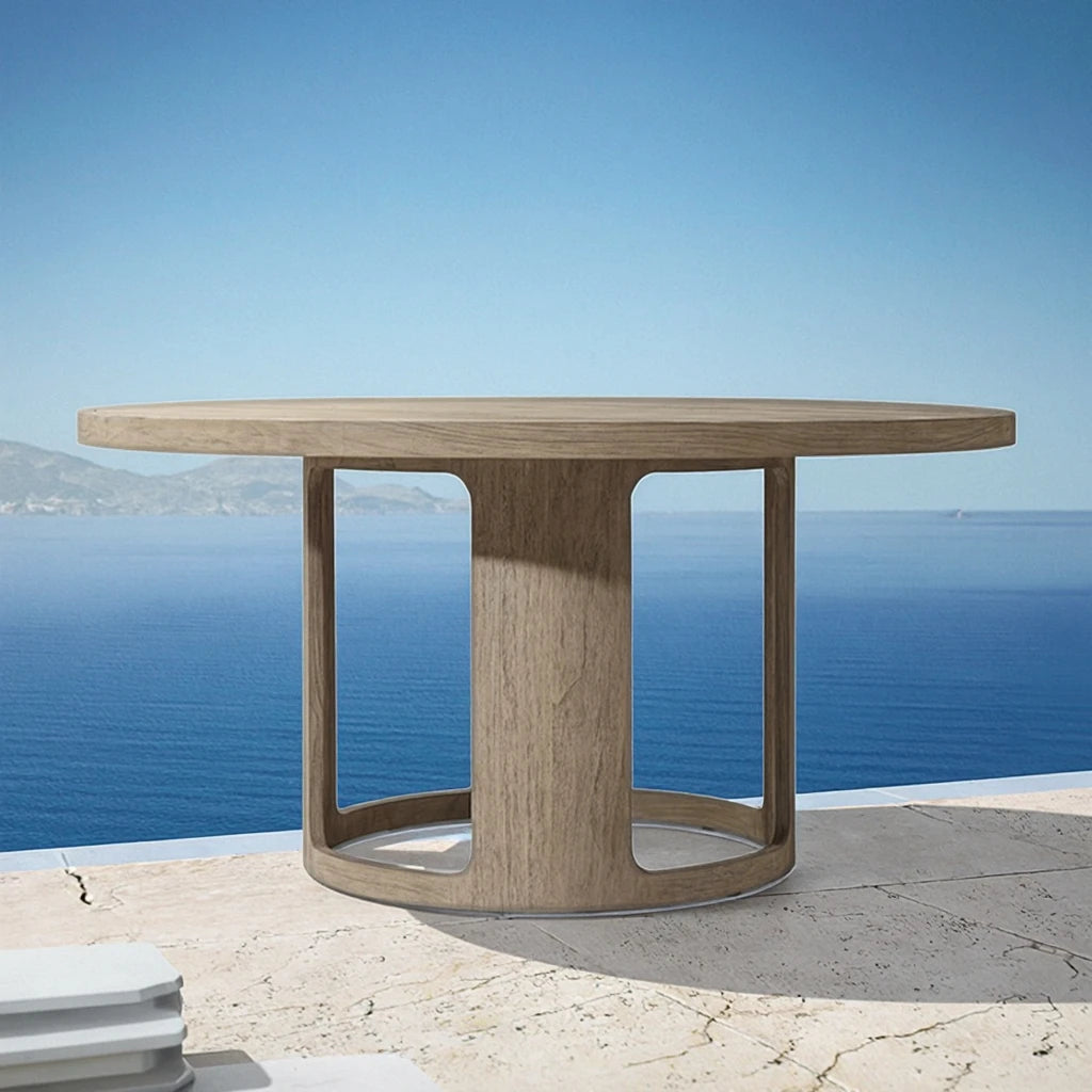 Custom Round Teak Dining Table Contemporary Alfresco Outdoor Living Australia