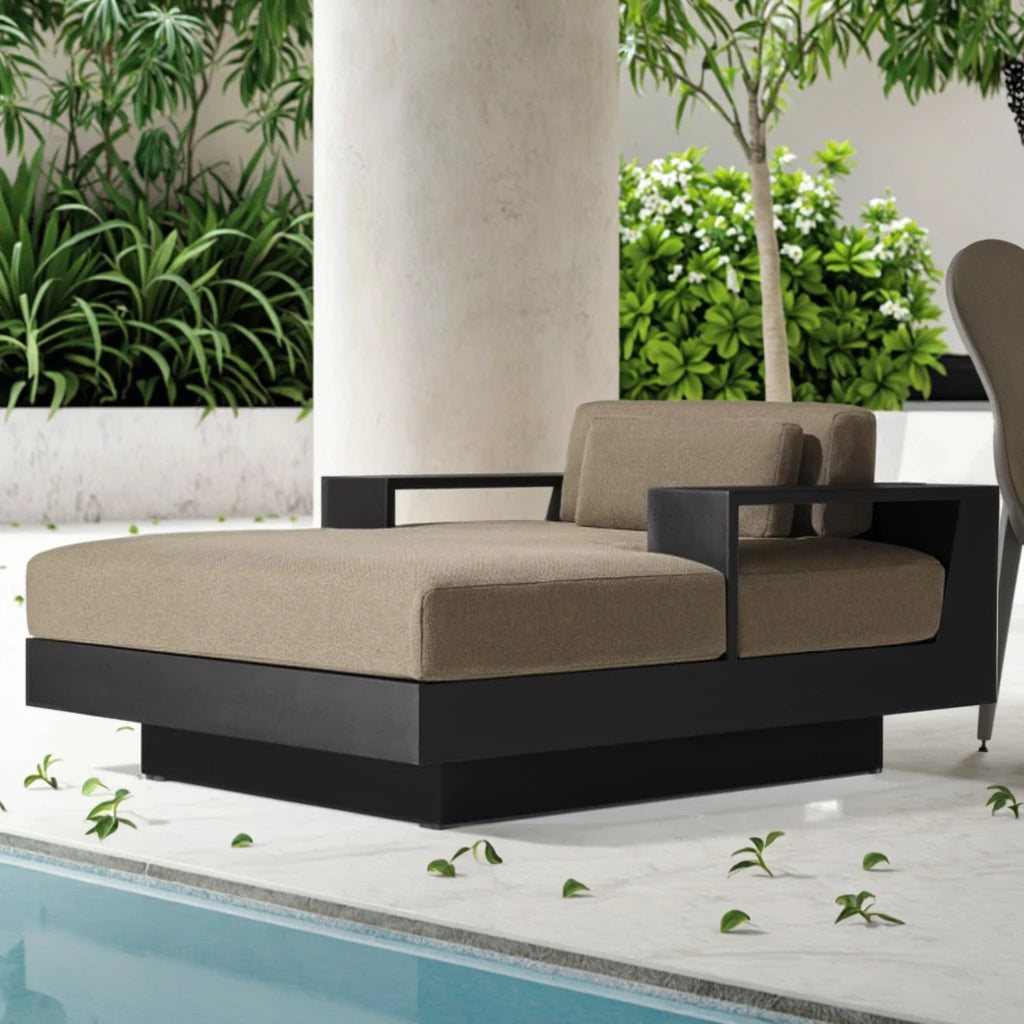 Aluminium Pool Lounger Chaise, Adjustable Luxury Outdoor Daybed White