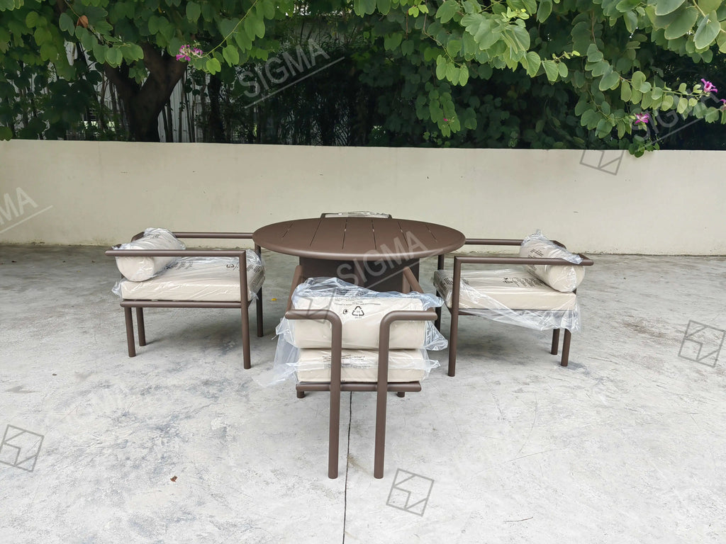 6-Seater Outdoor Dining Set Aluminum Contemporary Style Alfresco Outdoor Living Australia