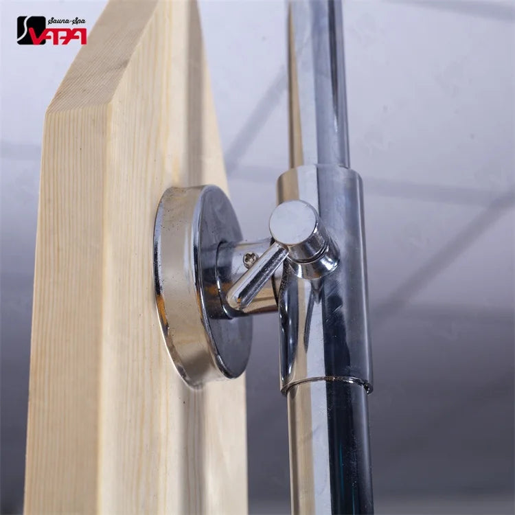 Handcrafted Timber Outdoor Shower Column with Stainless Steel Fittings