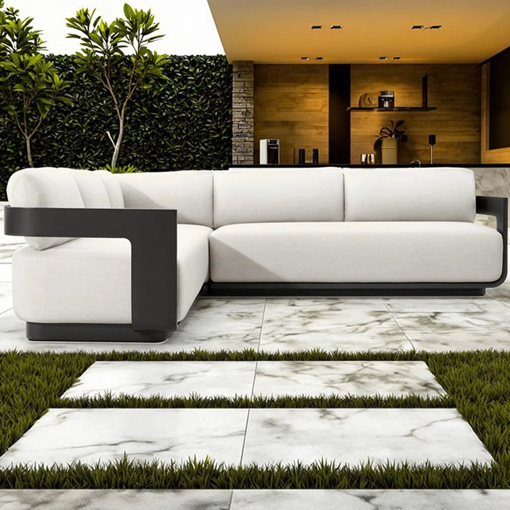 Custom Outdoor Sectional Sofa L-Shape Architectural Aluminum Alfresco Outdoor Living Australia