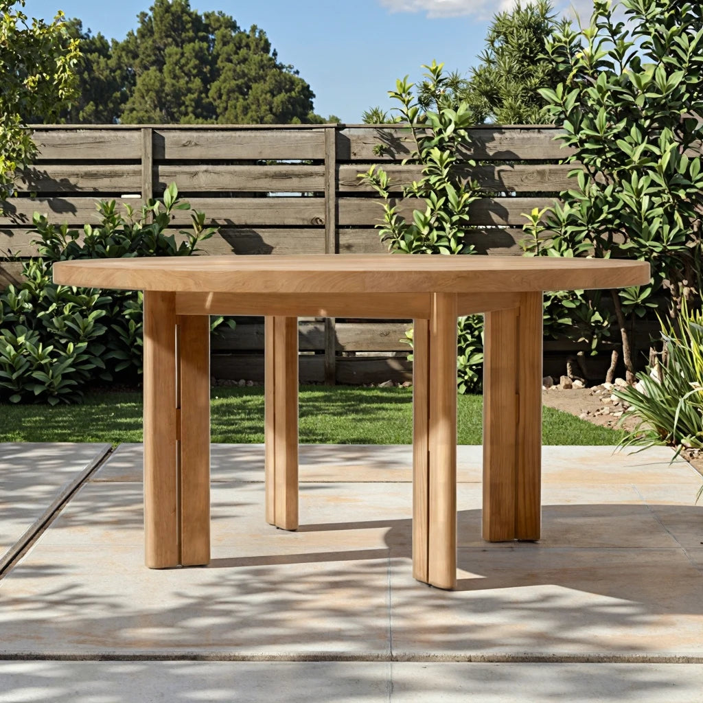 Custom Teak Dining Table Hollow-out Leg Alfresco Outdoor Living Australia