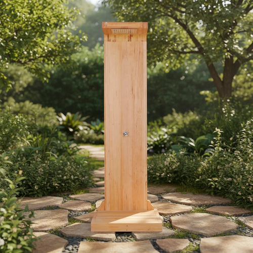 Aspen Timber Outdoor Shower Column Modern Sculptural Alfresco Outdoor Living Australia