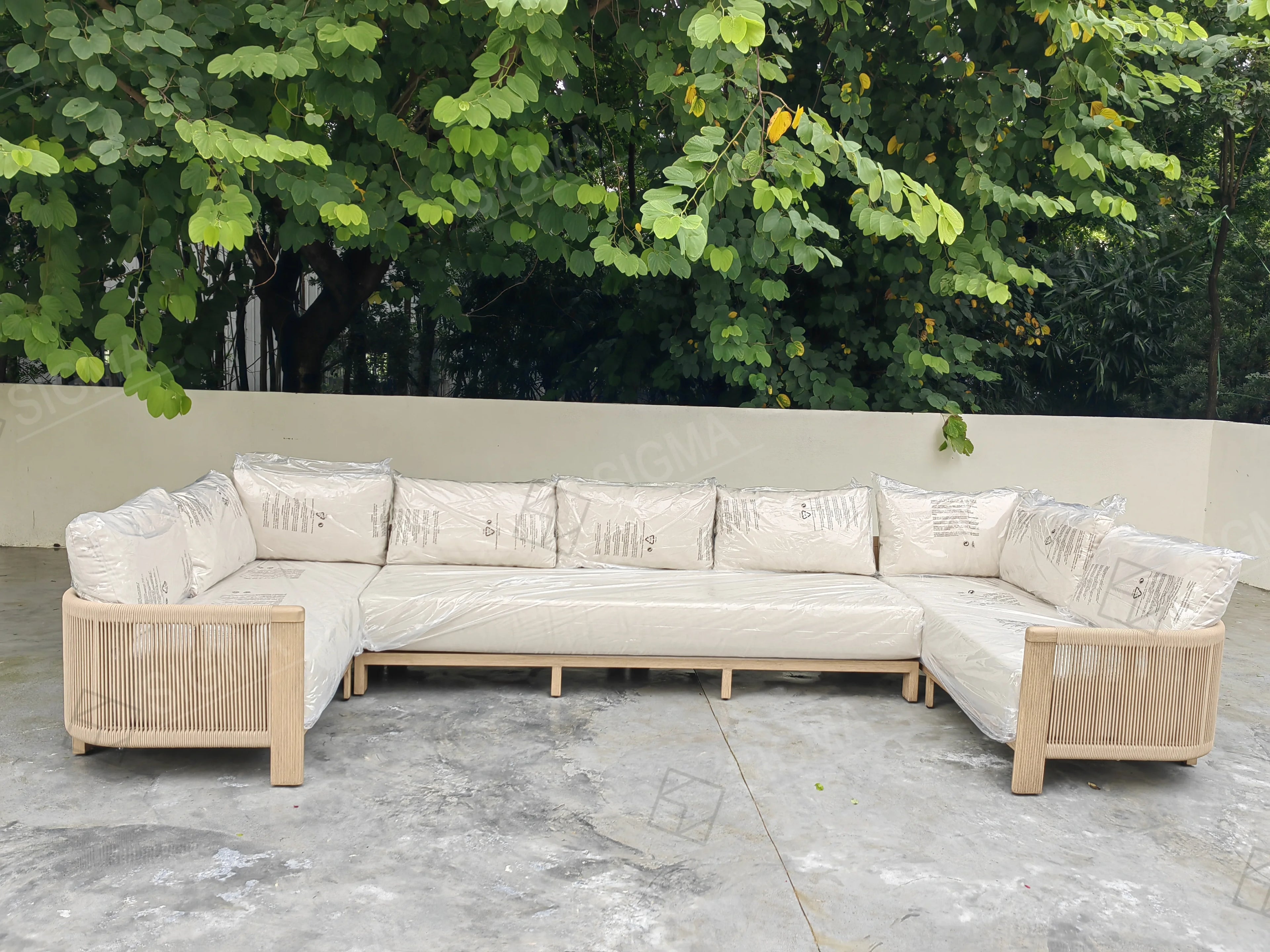 Modern Rope Weaving Lounge Chair Aluminum Frame Sculptural