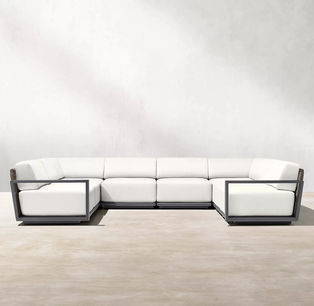U-Shaped Sectional Sofa PE Rattan Aluminium Alfresco Outdoor Living Australia