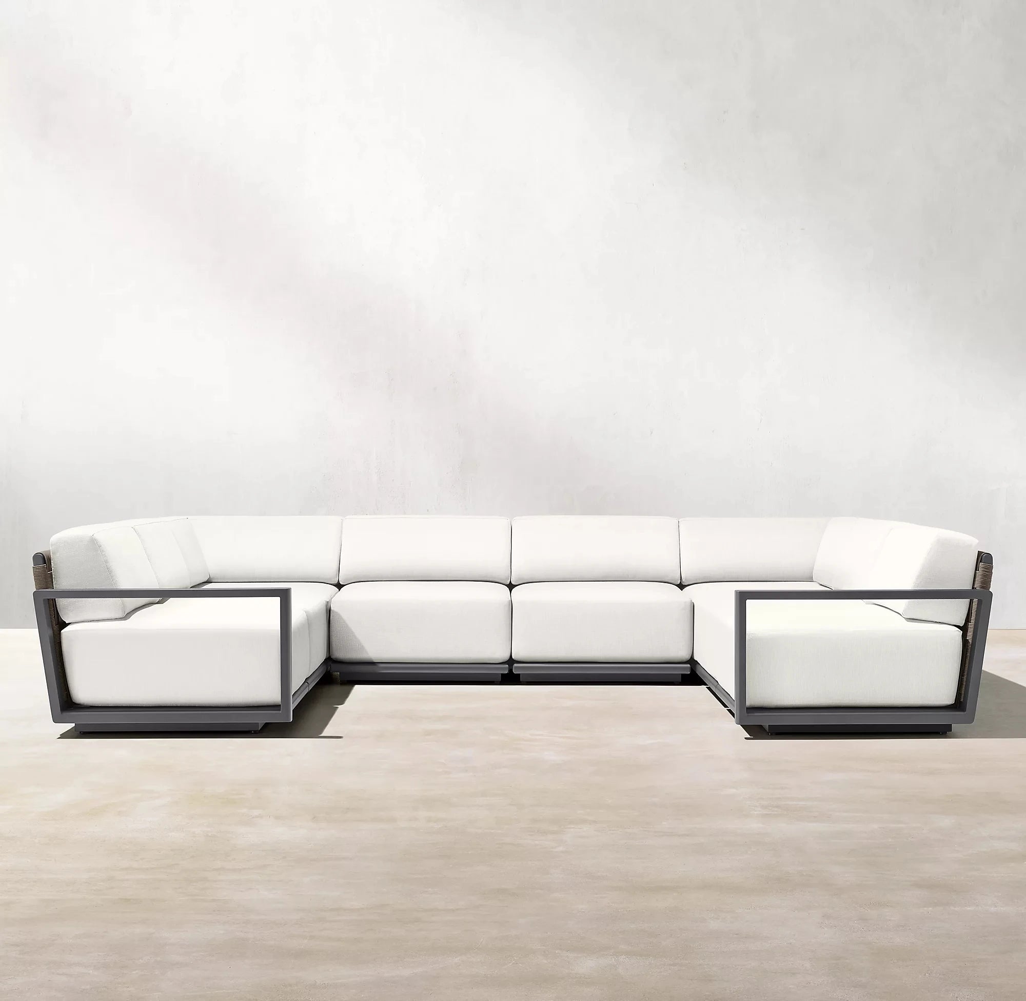 U-Shaped Sectional Sofa PE Rattan Aluminium Alfresco Outdoor Living Australia
