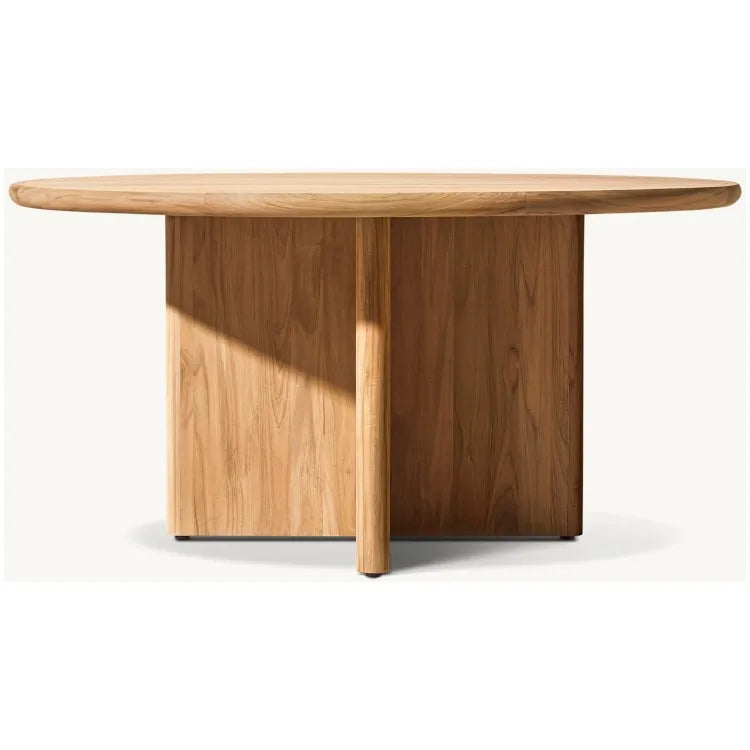 Teak Round Dining Table Sculptural Plank Alfresco Outdoor Living Australia