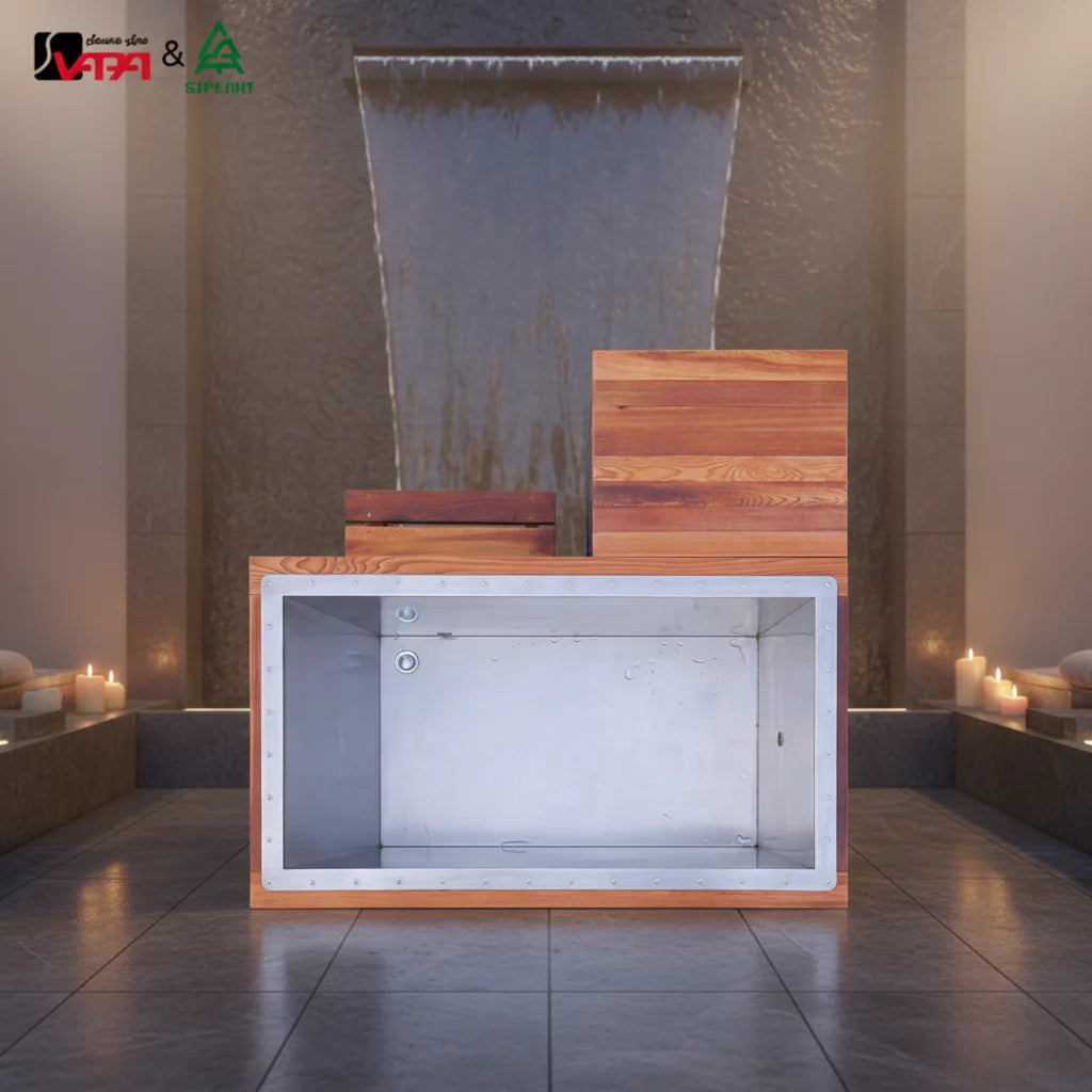 L-Shaped Alder Cold Plunge Tub Modern Alfresco Outdoor Living Australia