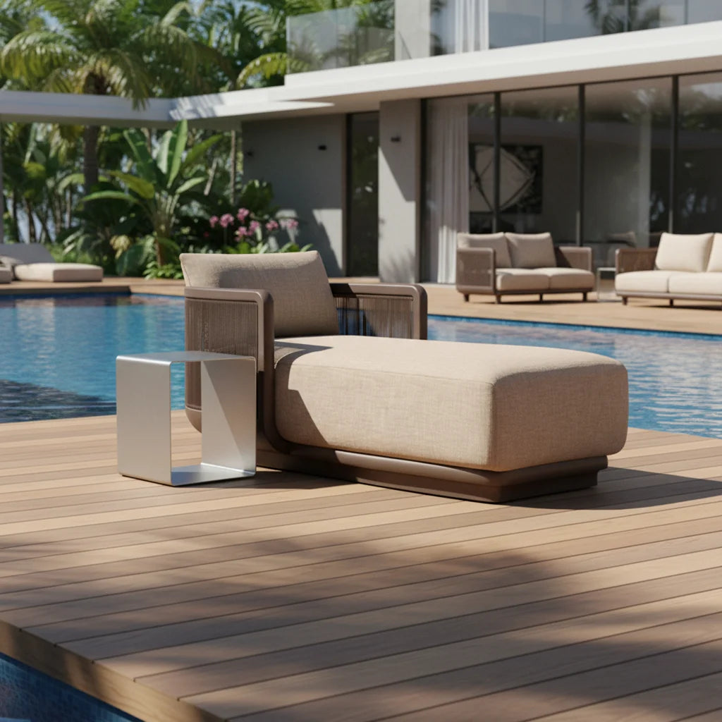 Custom Aluminum Sun Lounger Modern Rope Weave Alfresco Outdoor Living Australia
