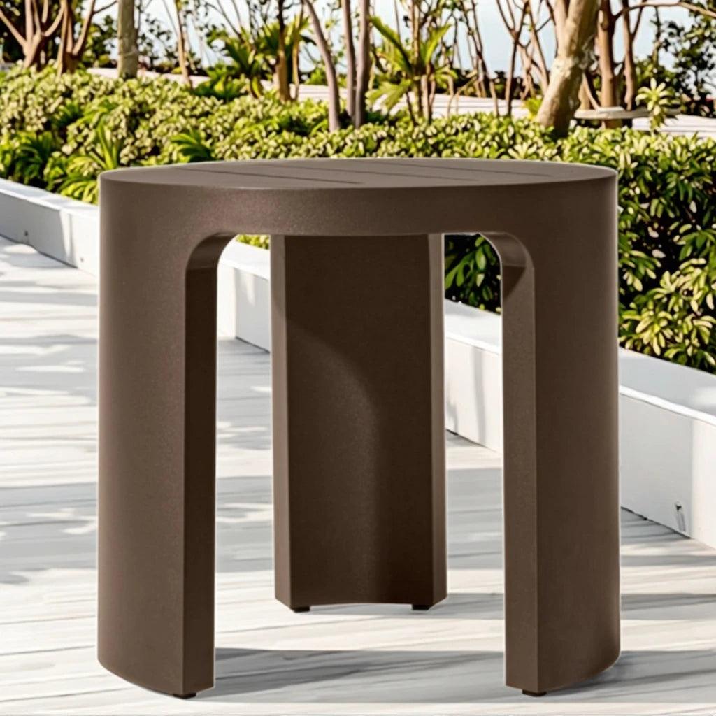 Designer Outdoor Side Table Round White Alfresco Outdoor Living Australia