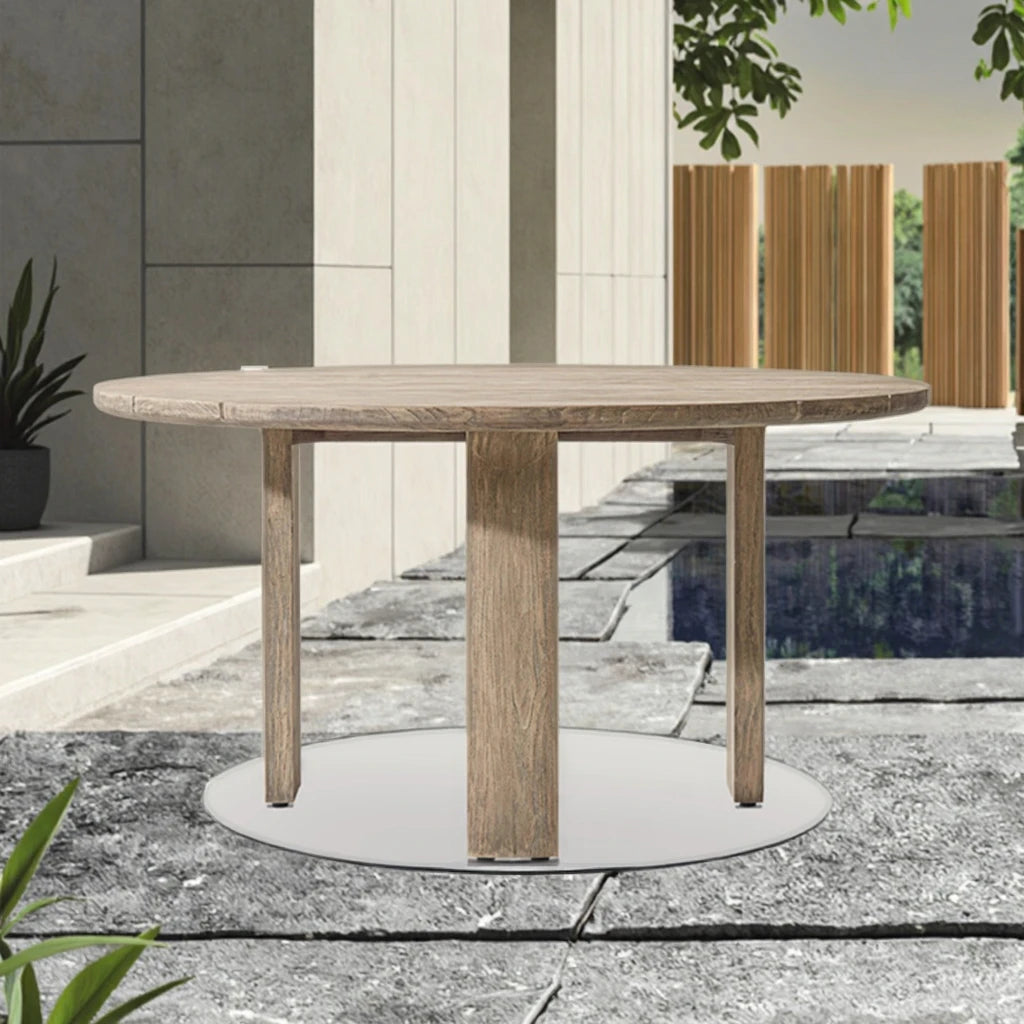 Solid Teak Round Dining Table Contemporary Alfresco Outdoor Living Australia