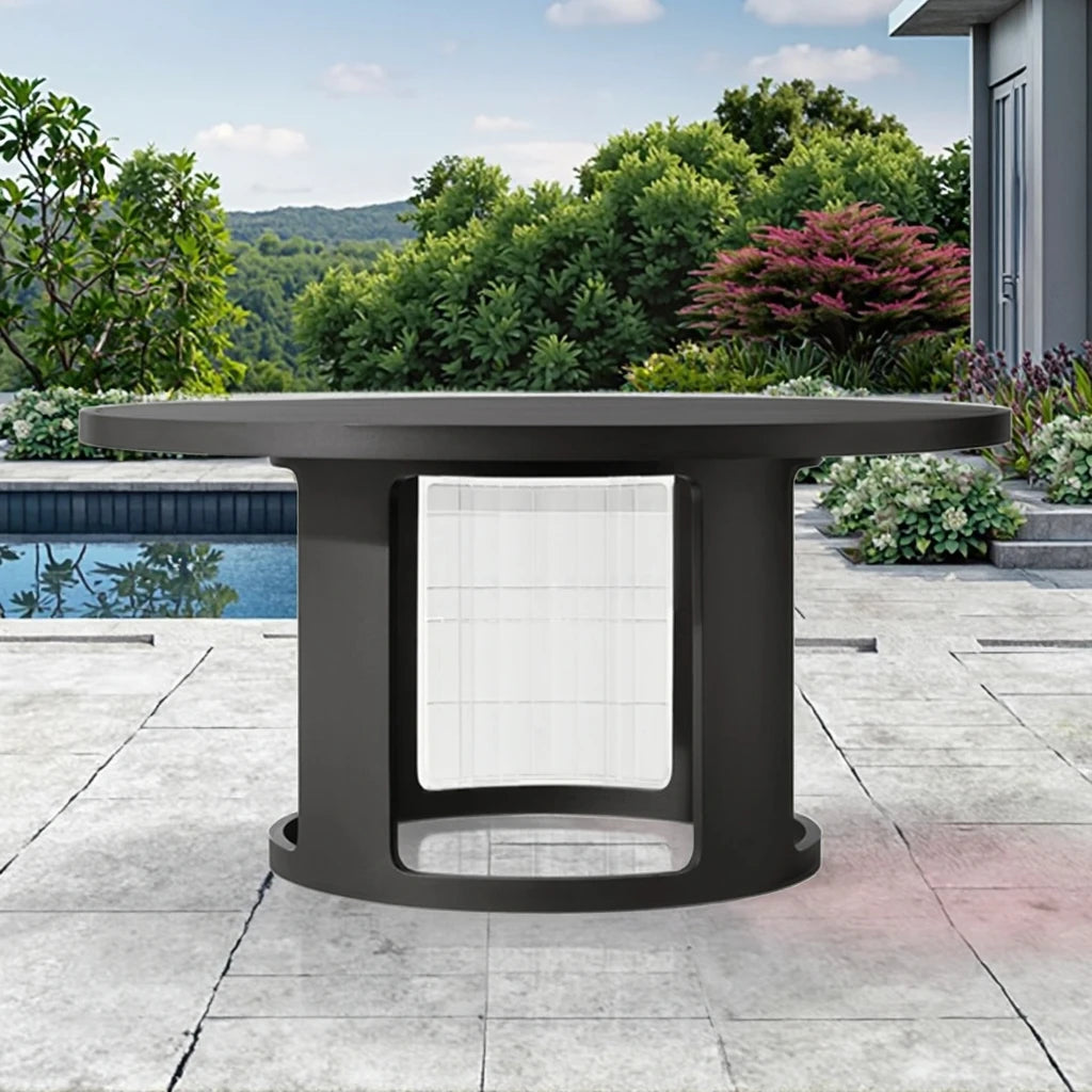 Round Aluminum Outdoor Dining Table Minimalist Alfresco Outdoor Living Australia