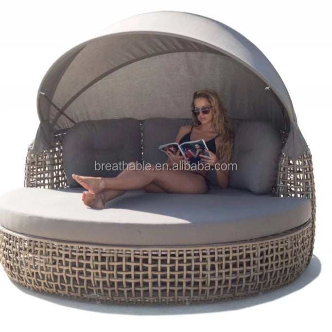 Custom Rattan Canopy Bed Round Daybed Luxury Alfresco Outdoor Living Australia