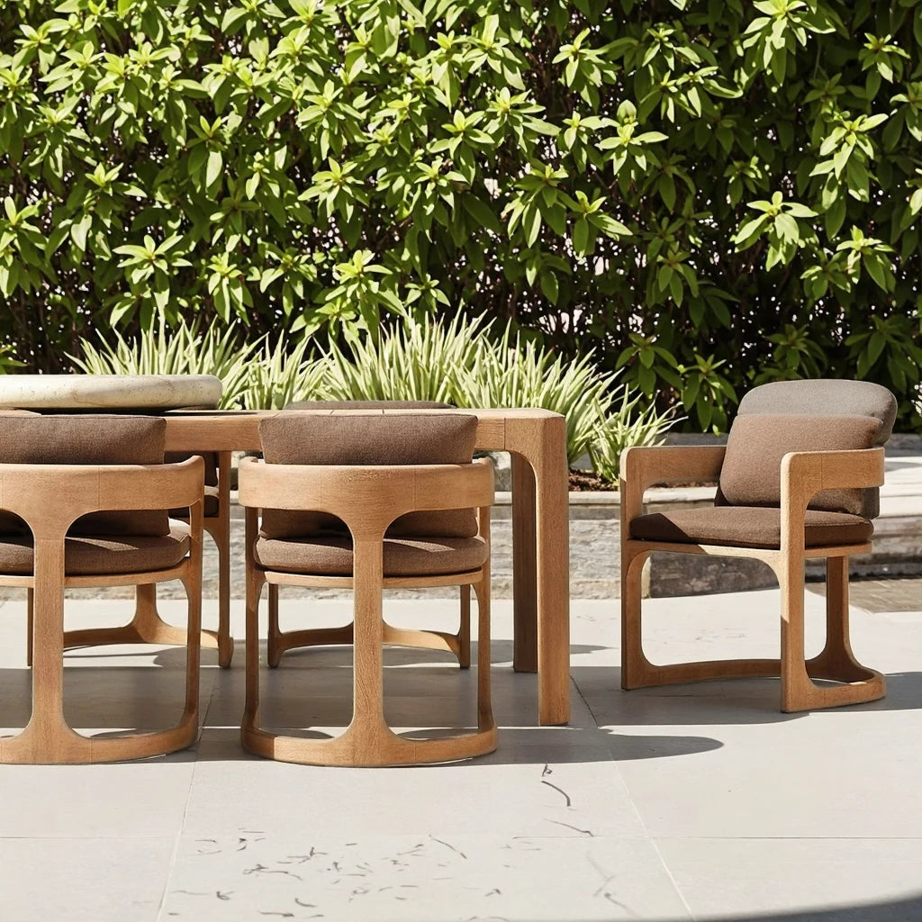 Custom Outdoor Furniture Teak Dining Set Curved Backrest Alfresco Outdoor Living Australia