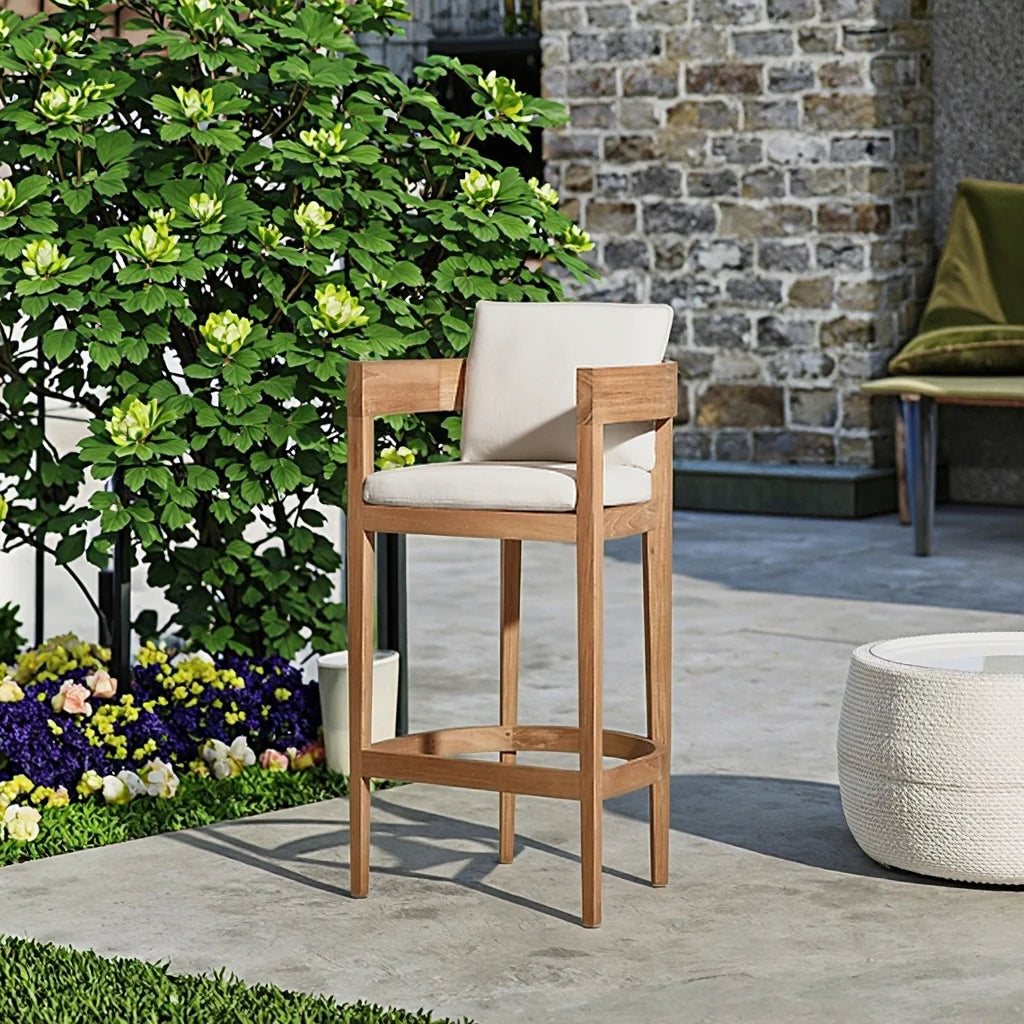 Teak Wood Bar Chair Curved Backrest Alfresco Outdoor Living Australia