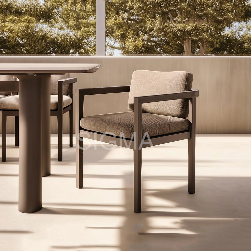 Custom Outdoor Furniture Aluminum Dining Set Weather-Resistant Alfresco Outdoor Living