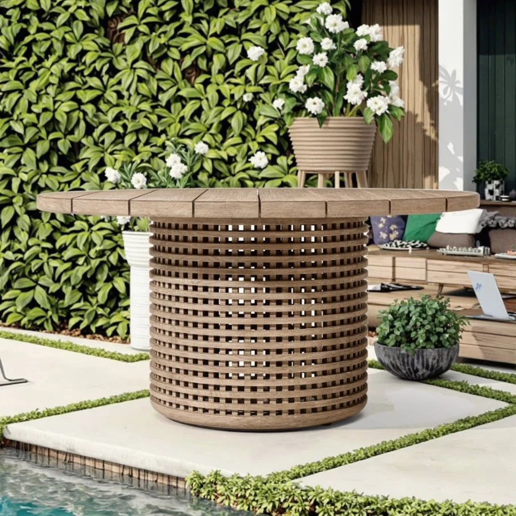 Custom Teak Furniture Round Dining Set Contemporary Alfresco Outdoor Living Australia