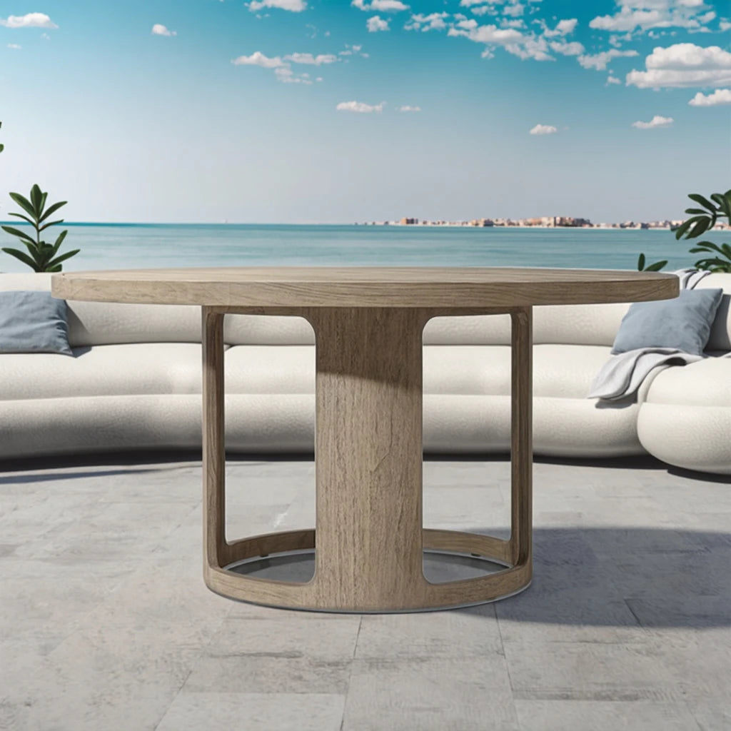 Custom Round Teak Dining Table Contemporary Alfresco Outdoor Living Australia